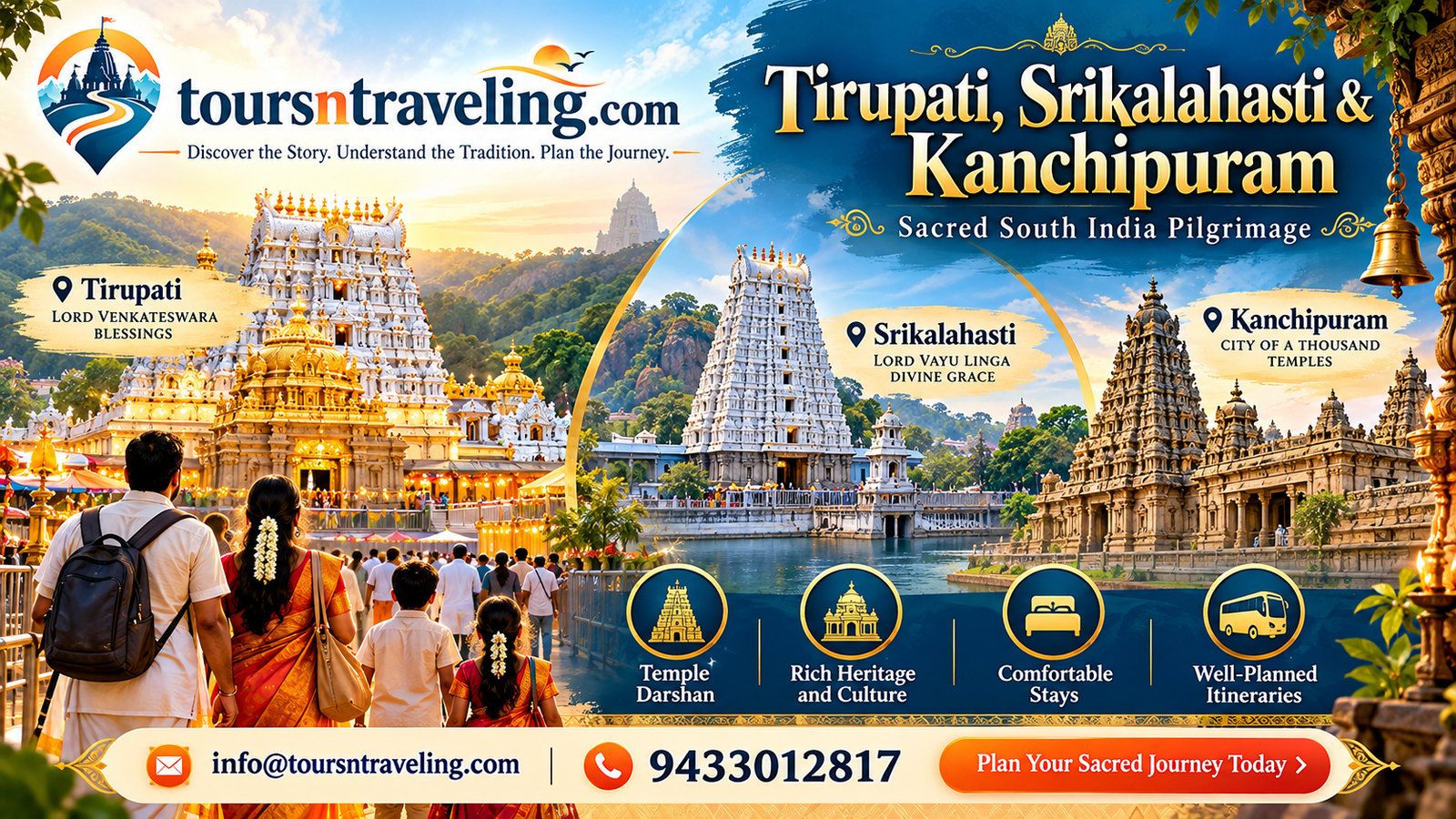 Illustrative scene connected to Tirupati, Srikalahasti & Kanchipuram