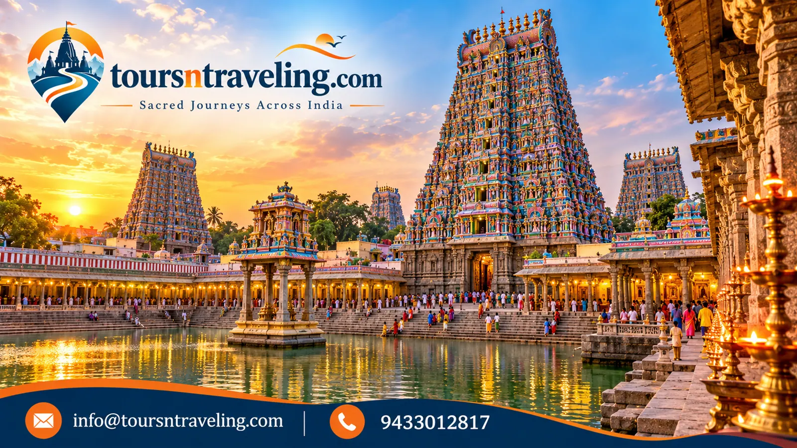 Madurai, Rameswaram & Kanyakumari illustrated pilgrimage destination banner